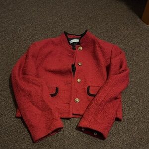 Zara Red Blazer with Gold Accents